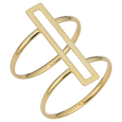 14k Yellow Gold Double Bar Ring - JewelryAffairs