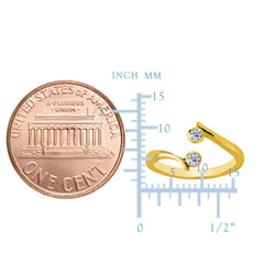 14K Yellow Gold Double Solitaire With CZ By Pass Style Adjustable Toe Ring - JewelryAffairs