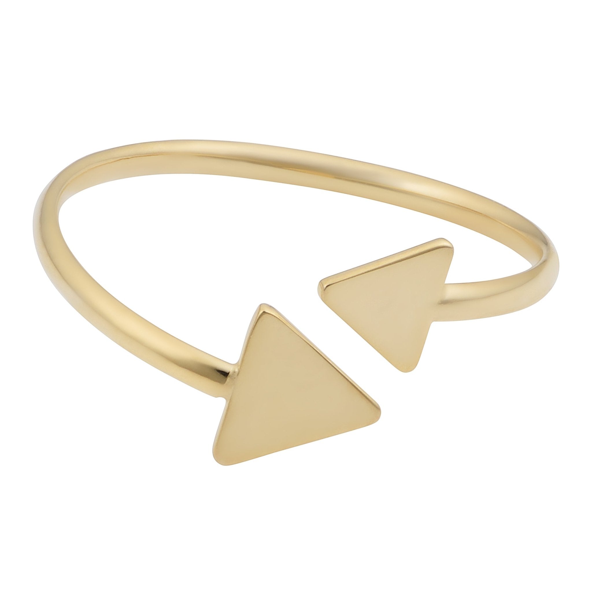 14k Yellow Gold Double Triangle Bypass Ring - JewelryAffairs