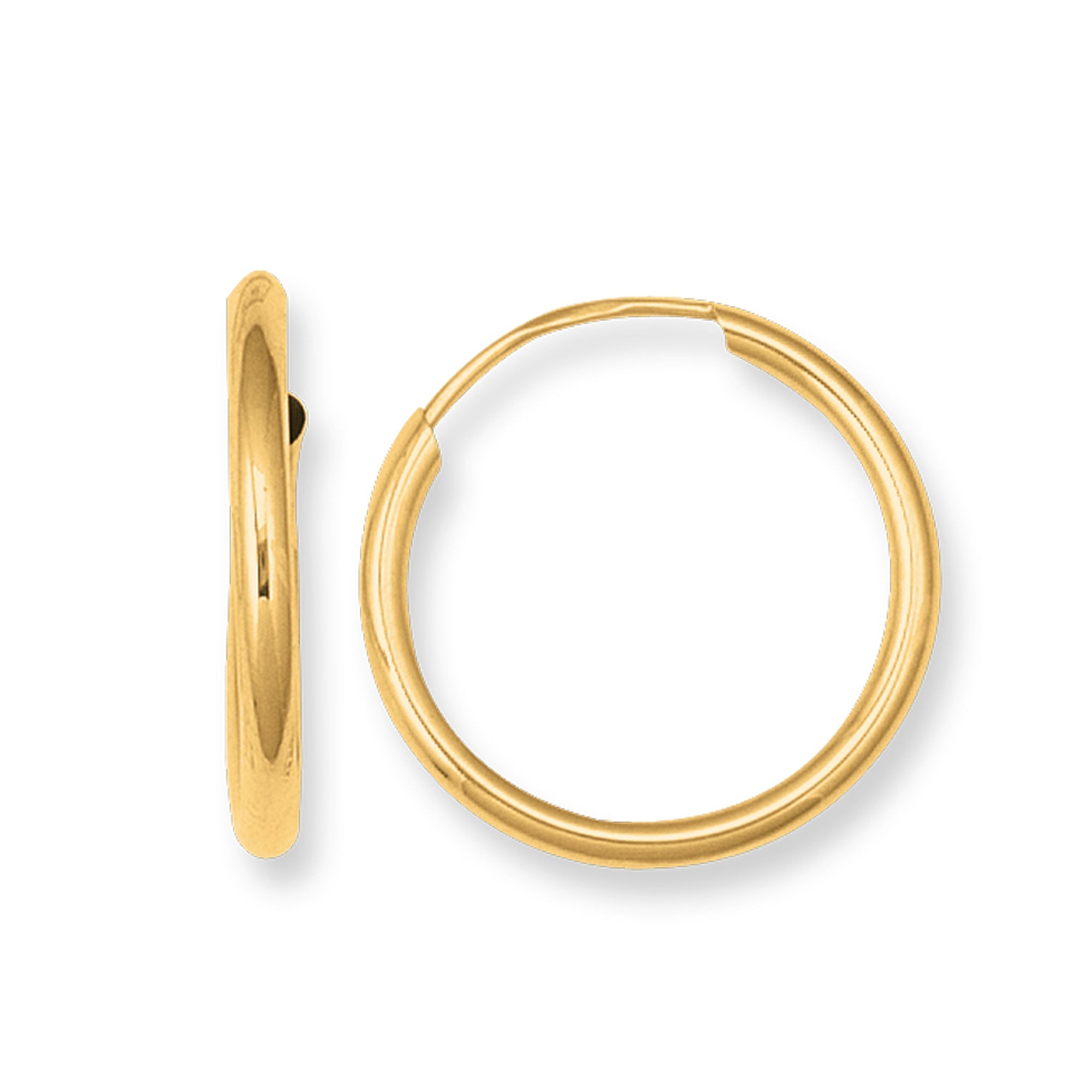 14K Yellow Gold Endless Round Hoop Earrings
