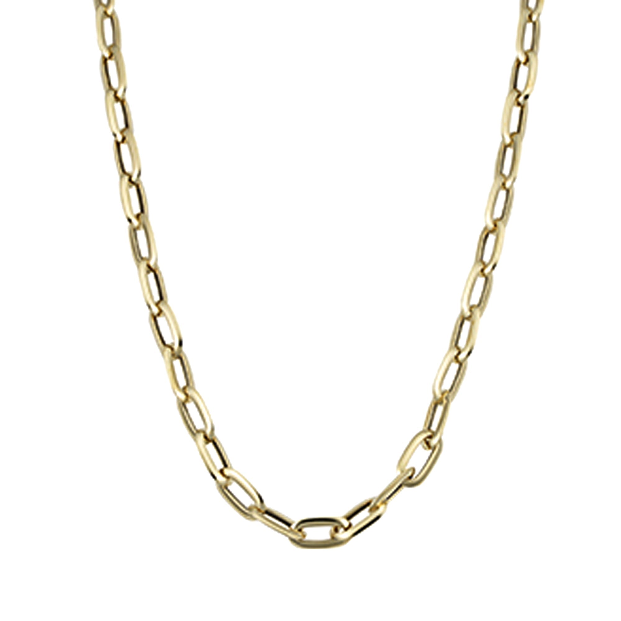 14k Yellow Gold Fancy Oval Link Necklace 20" - JewelryAffairs
