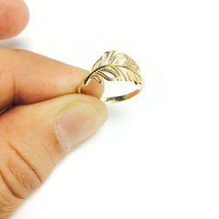 14k Yellow Gold Feather Ring - JewelryAffairs