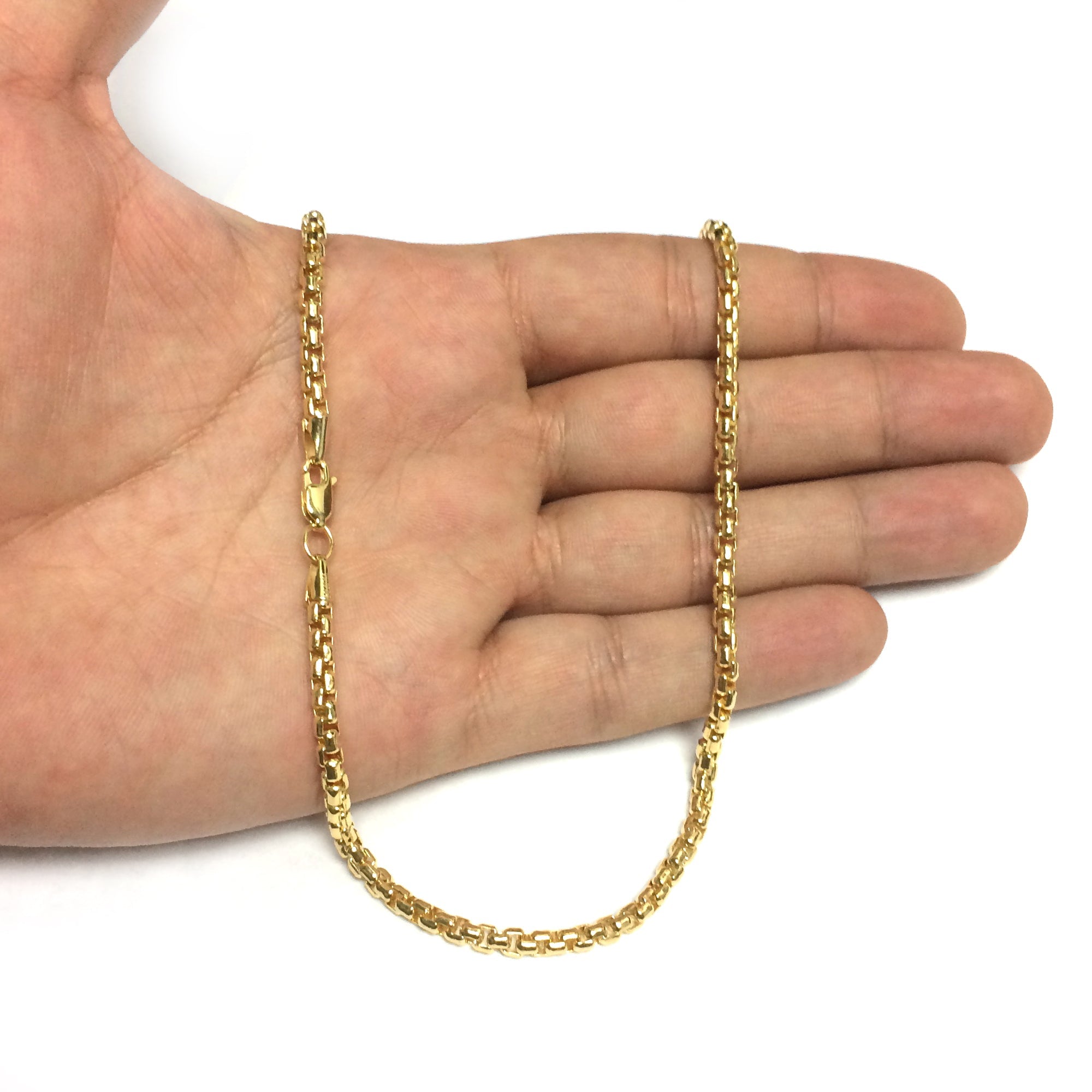 14K Yellow Gold Filled Round Box Chain Bracelet, 3.4mm, 8.5" - JewelryAffairs