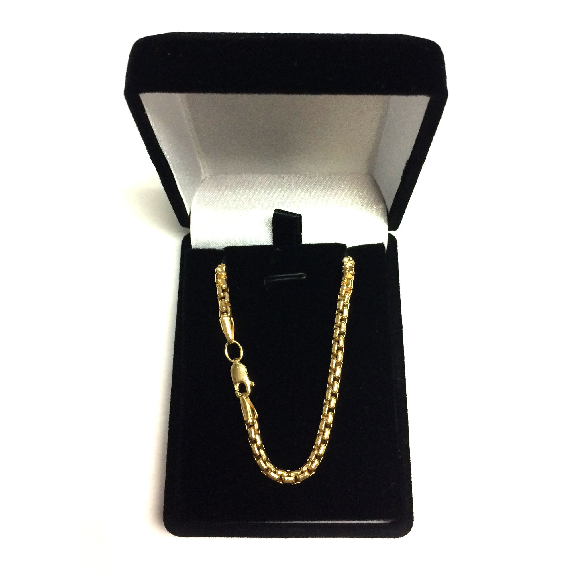 14K Yellow Gold Filled Round Box Chain Bracelet, 3.4mm, 8.5" - JewelryAffairs