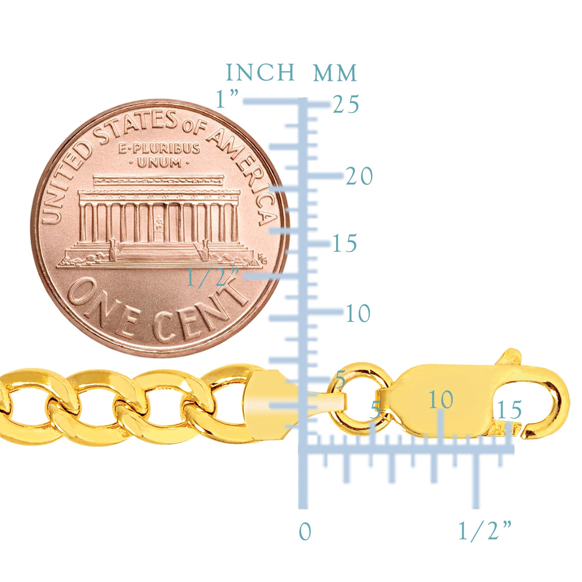 14K Yellow Gold Filled Solid Curb Chain Bracelet, 7.0mm, 8.5" - JewelryAffairs