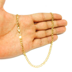 14K Yellow Gold Filled Solid Curb Chain Necklace, 3.6mm Wide - JewelryAffairs