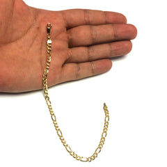 14K Yellow Gold Filled Solid Figaro Chain Bracelet, 4.0 mm, 8.5"