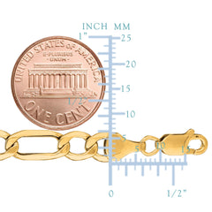 14K Yellow Gold Filled Solid Figaro Chain Bracelet, 7.8 mm, 9" - JewelryAffairs