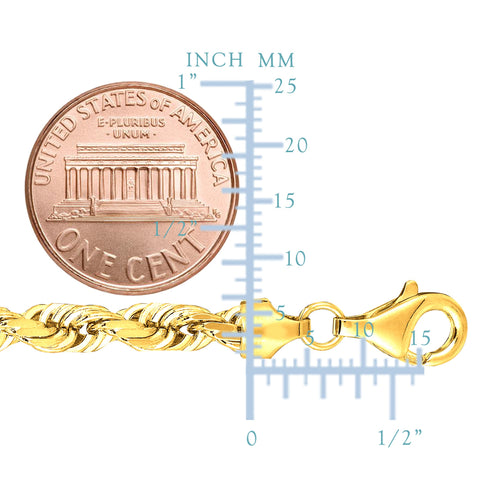14K Yellow Gold Filled Solid Rope Chain Bracelet, 6.0mm, 8.5"