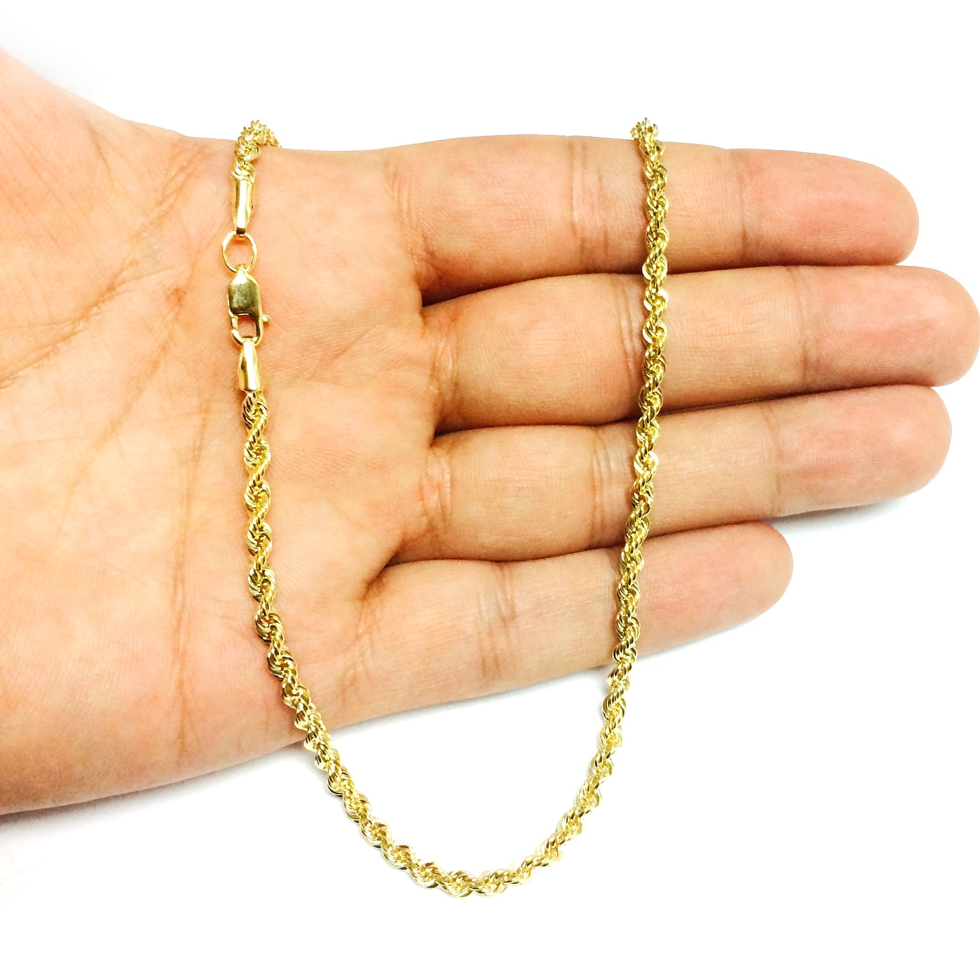 14K Yellow Gold Filled Solid Rope Chain Necklace, 3.2mm Wide - JewelryAffairs