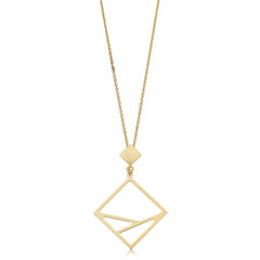 14k Yellow Gold Geometric Pendant Adjustable Necklace, 18"
