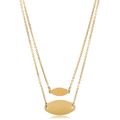 14K Yellow Gold Graduated Oval Disc Layered Necklace, 18" - JewelryAffairs