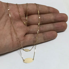 14K Yellow Gold Graduated Oval Disc Layered Necklace, 18" - JewelryAffairs