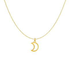 14k Yellow Gold Half Moon Charm Necklace, 18"
