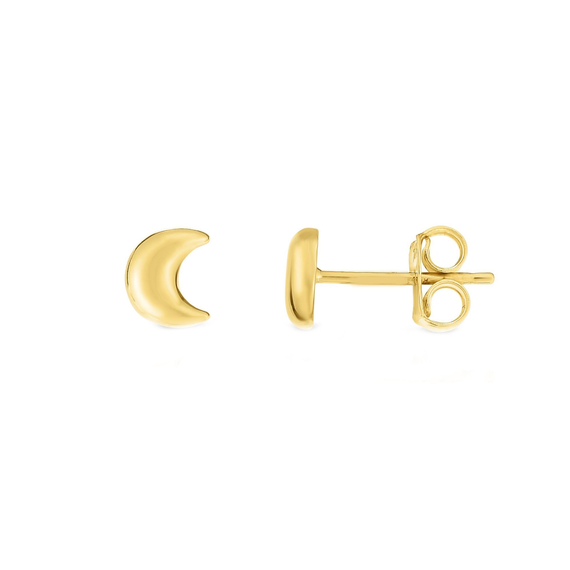 14k Yellow Gold Half Moon Stud Earrings