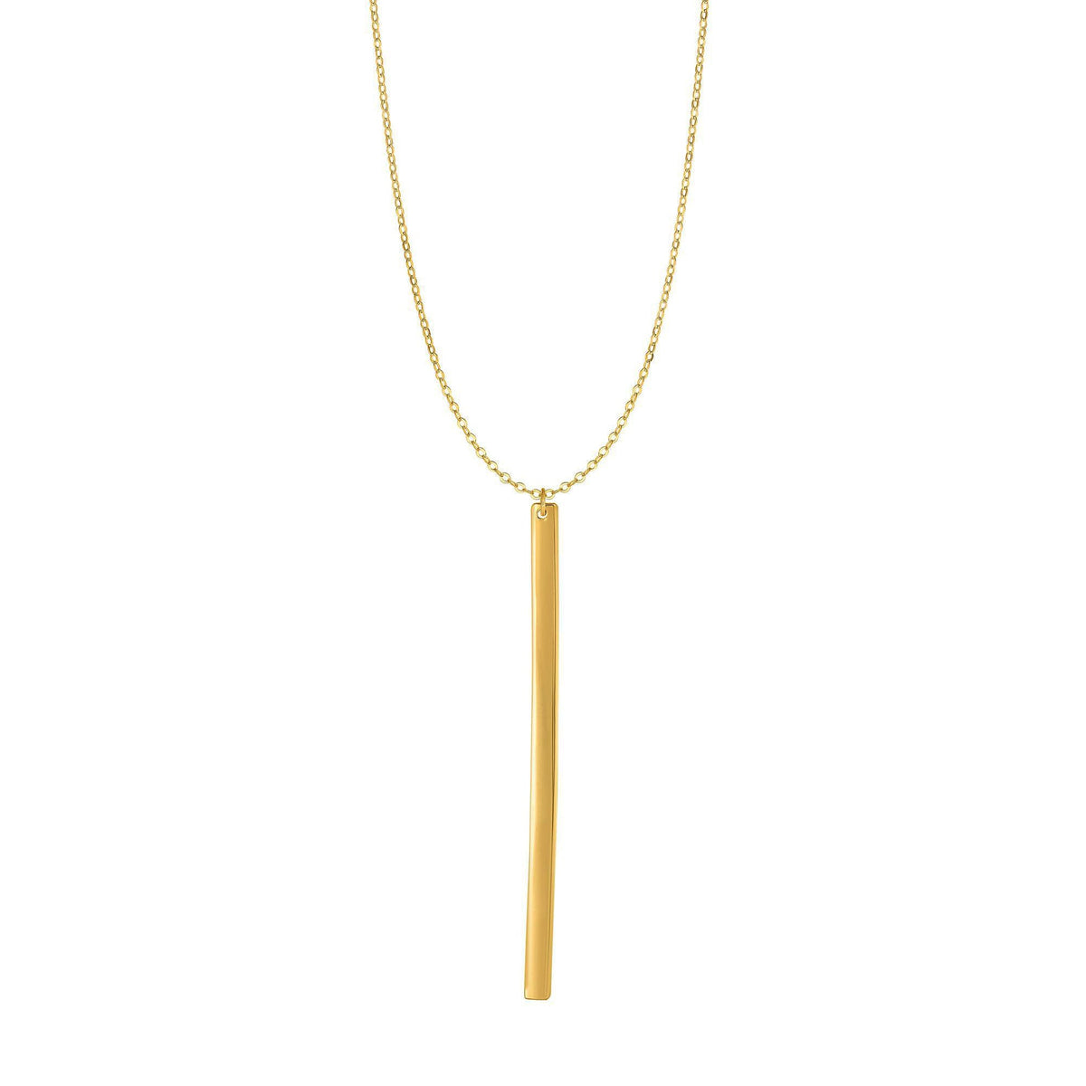 14k Yellow Gold Hanging Bar Necklace, 24" - JewelryAffairs