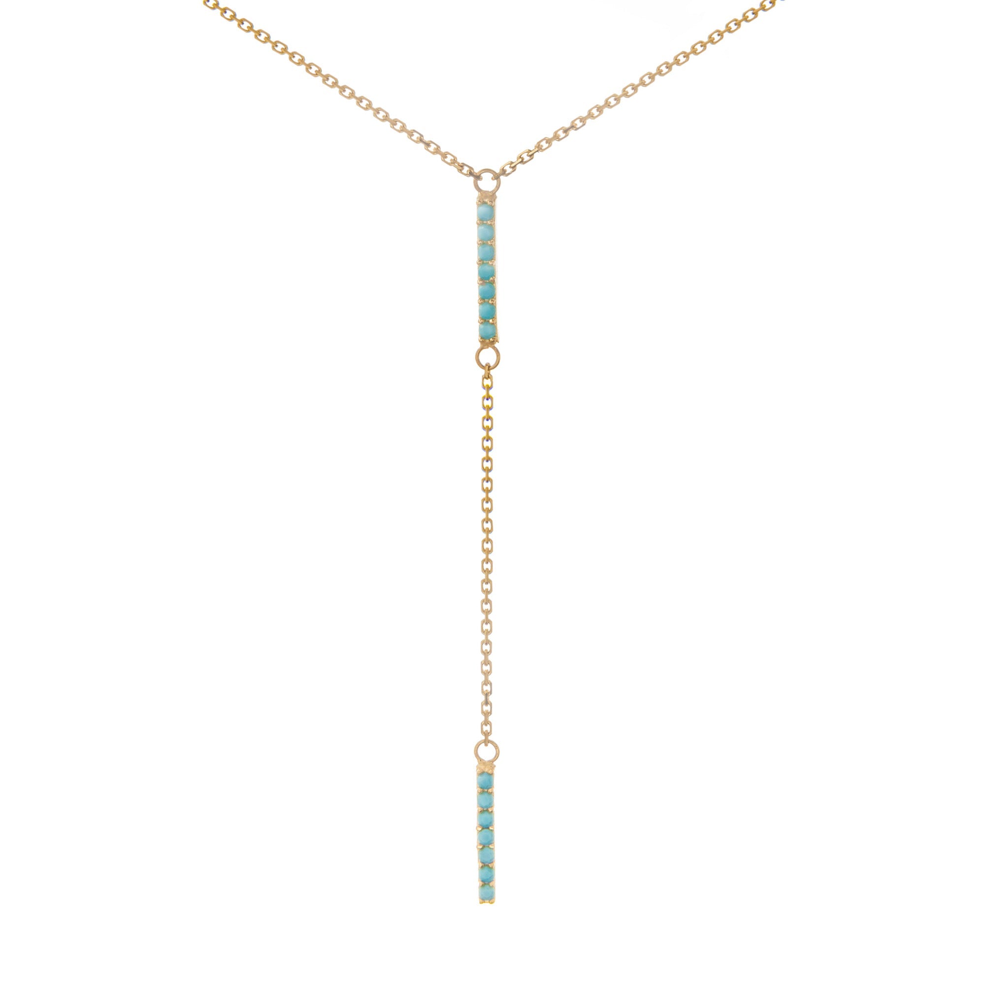 14K Yellow Gold Hanging Bar Pendant Necklace, 16" To 18" Adjustable
