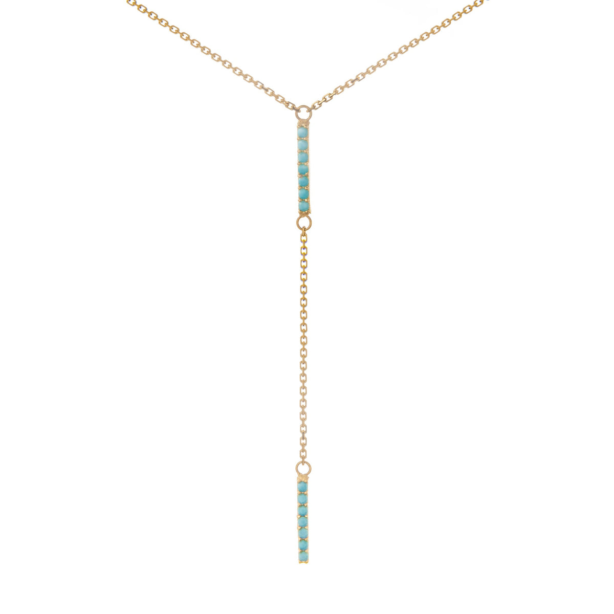 14K Yellow Gold Hanging Bar Pendant Necklace, 16" To 18" Adjustable