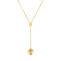 14k Yellow Gold Hanging Heart Necklace, 18"