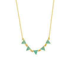 14K Yellow Gold Hanging Triangle Pendants Necklace, 16" To 18" Adjustable
