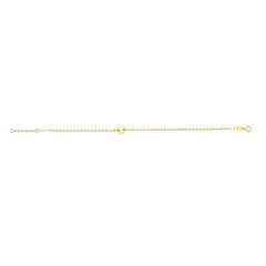 14k Yellow Gold Heart Charm Fancy Bracelet, 7" - JewelryAffairs