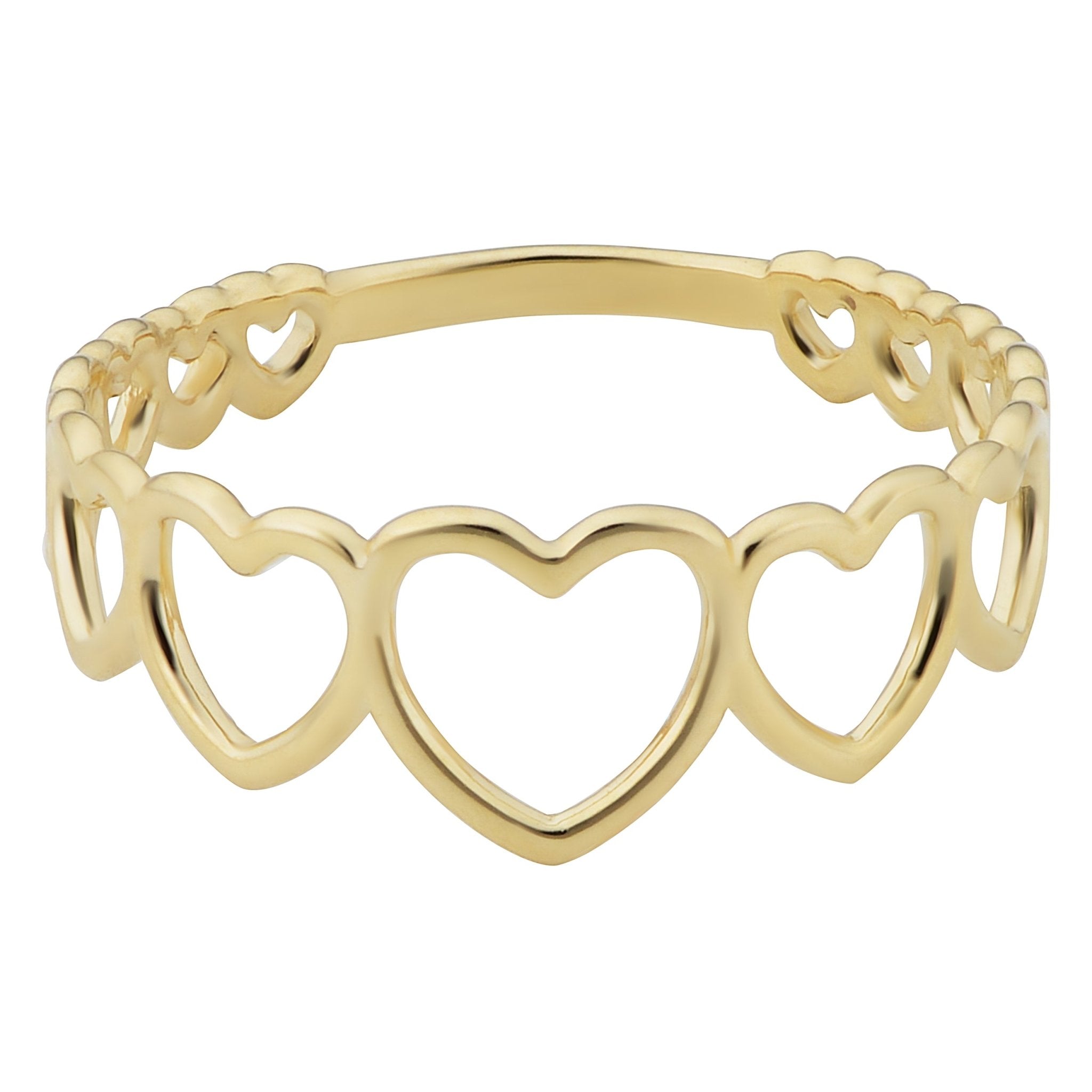 14k Yellow Gold Hearts Ring - JewelryAffairs