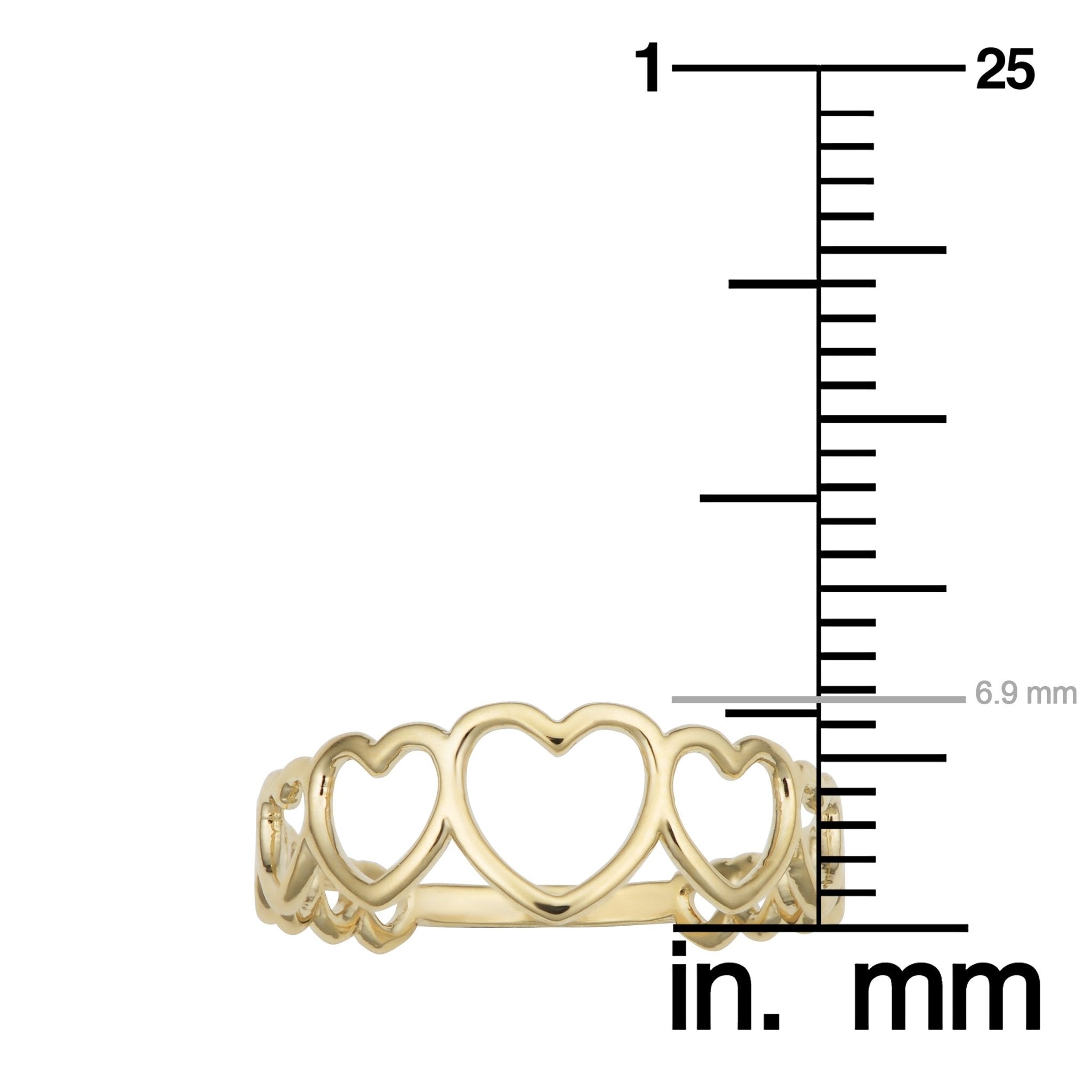 14k Yellow Gold Hearts Ring - JewelryAffairs