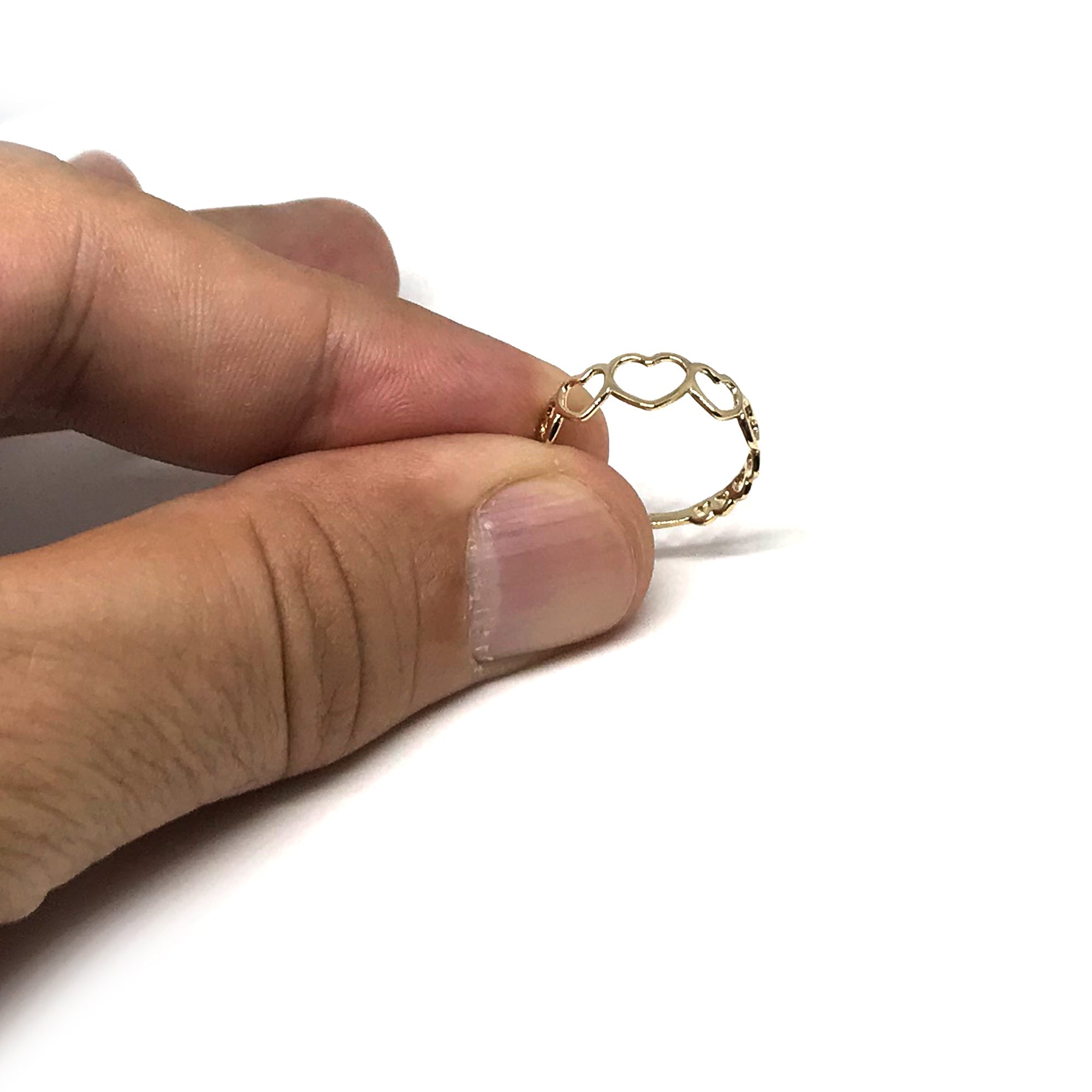 14k Yellow Gold Hearts Ring - JewelryAffairs