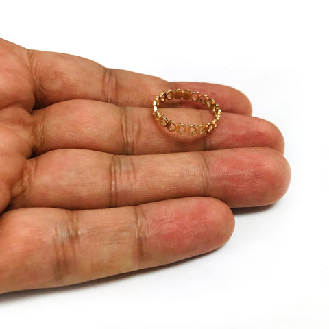 14k Yellow Gold Hearts Womens Band Ring, Size 7