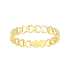 14k Yellow Gold Hearts Womens Band Ring, Size 7 - JewelryAffairs