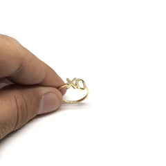 14K Yellow Gold Hug And Kiss Ring, Size 7 - JewelryAffairs
