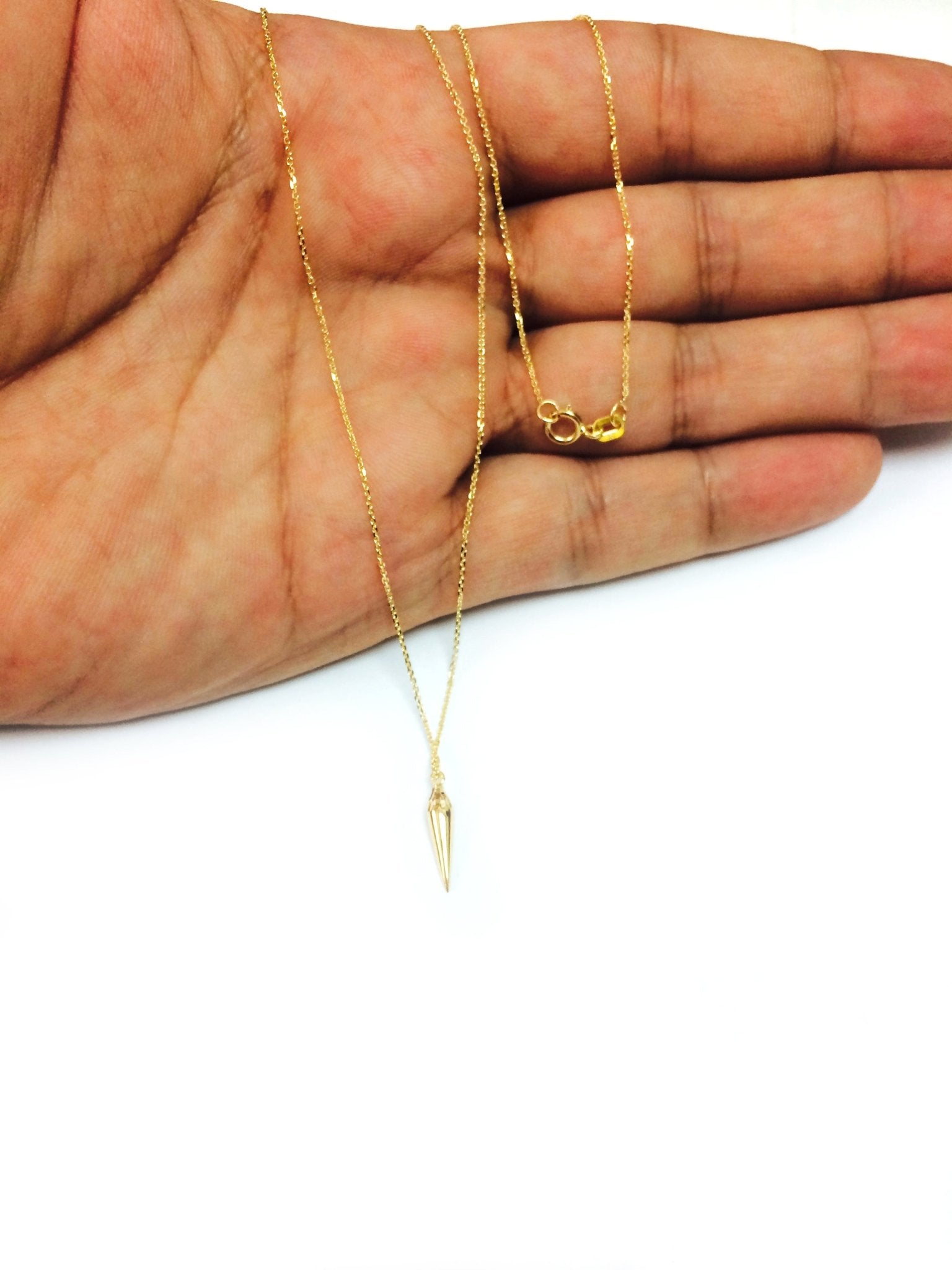 14K Yellow Gold Hypnosis Pendulum Pendant Necklace, 18"