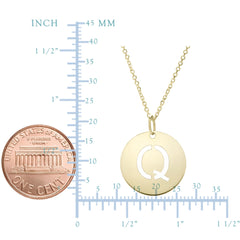 14k Yellow Gold Initial Letter Round Pendant Necklace, 18"