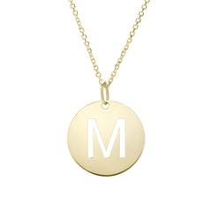 14k Yellow Gold Initial Letter Round Pendant Necklace, 18"
