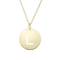 14k Yellow Gold Initial Letter Round Pendant Necklace, 18"