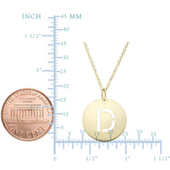 14k Yellow Gold Initial Letter Round Pendant Necklace, 18"
