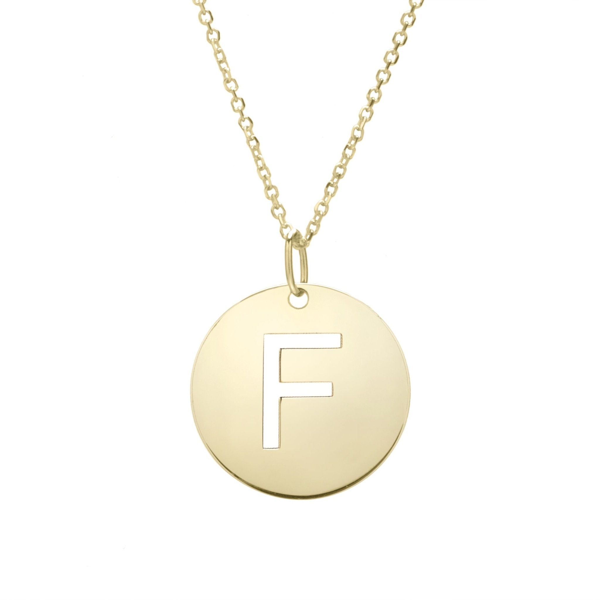 14k Yellow Gold Initial Letter Round Pendant Necklace, 18"