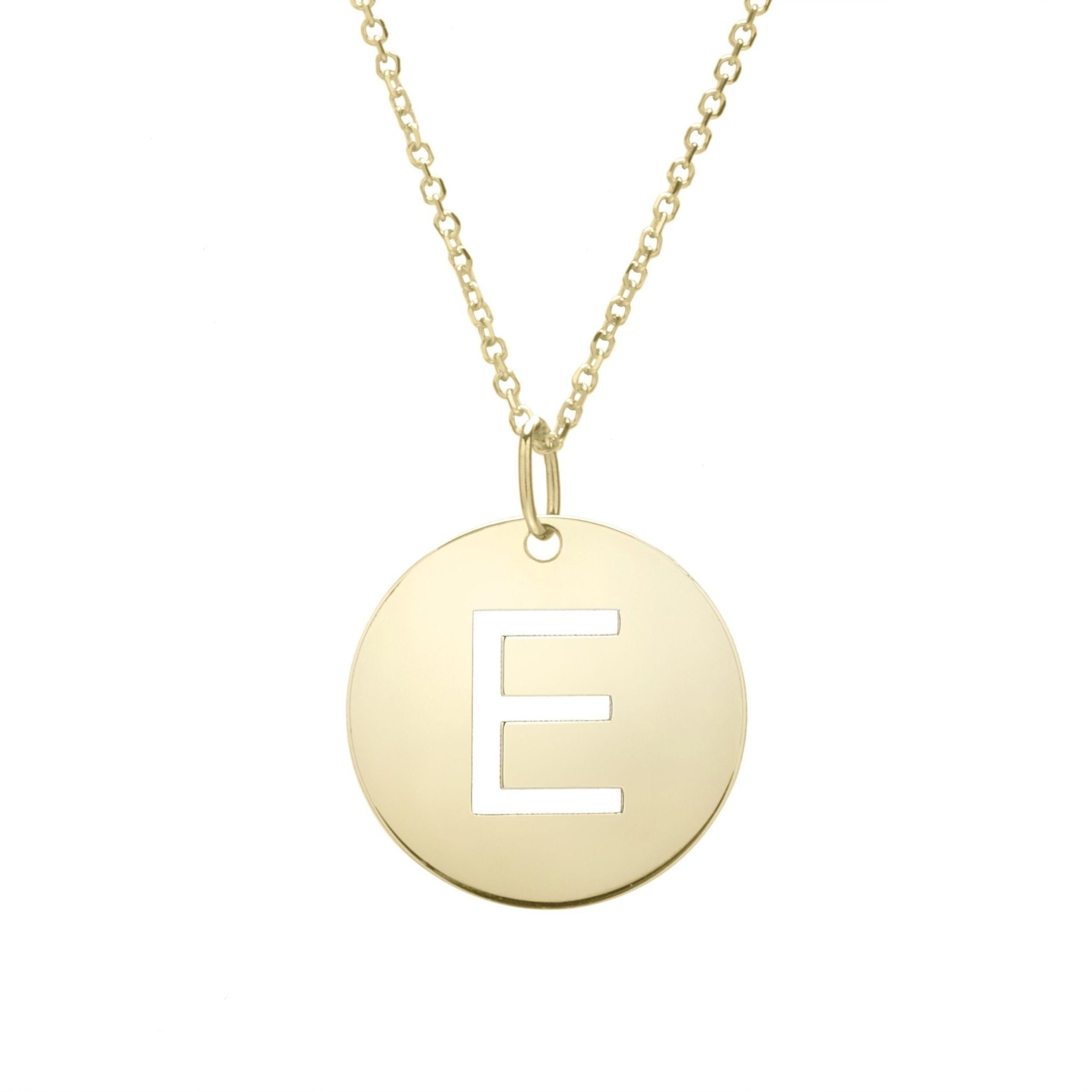 14k Yellow Gold Initial Letter Round Pendant Necklace, 18"