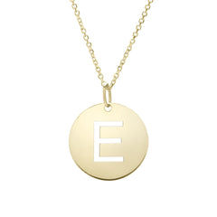 14k Yellow Gold Initial Letter Round Pendant Necklace, 18"