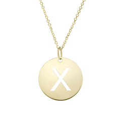 14k Yellow Gold Initial Letter Round Pendant Necklace, 18"