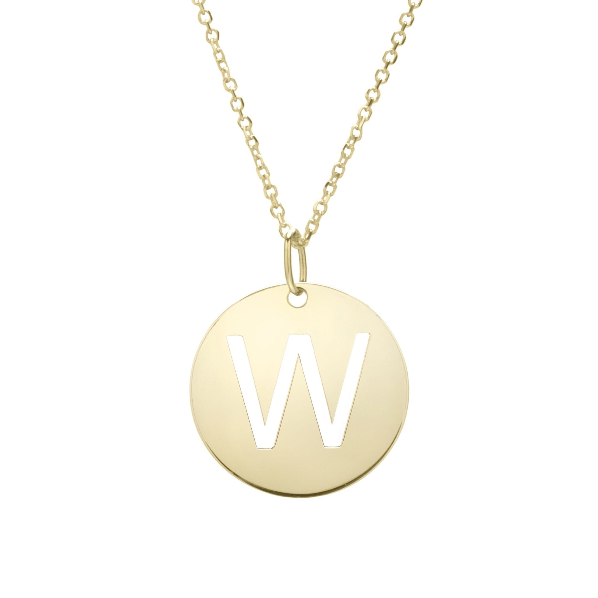 14k Yellow Gold Initial Letter Round Pendant Necklace, 18"