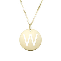 14k Yellow Gold Initial Letter Round Pendant Necklace, 18"
