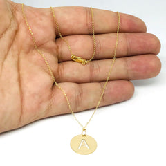 14k Yellow Gold Initial Letter Round Pendant Necklace, 18"