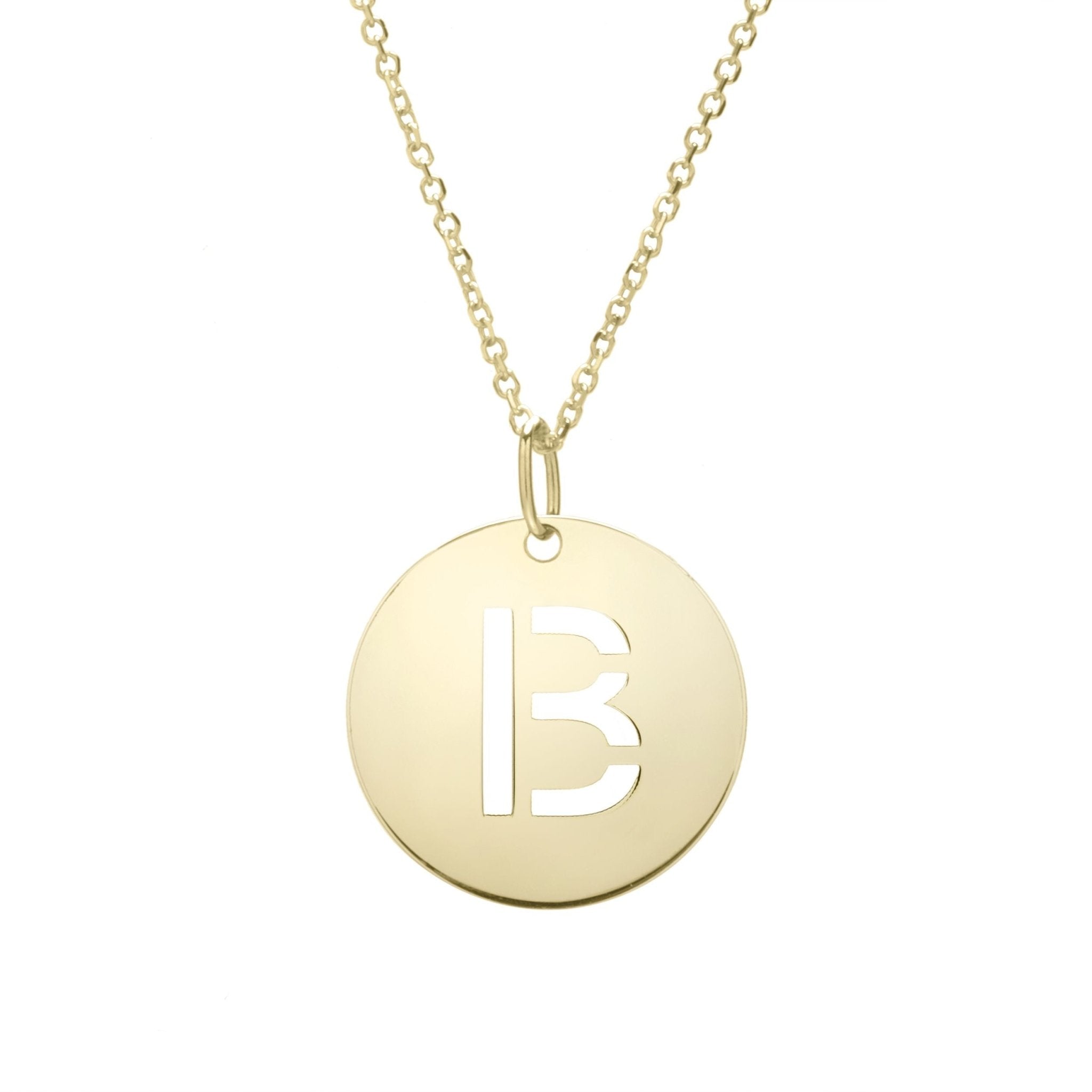 14k Yellow Gold Initial Letter Round Pendant Necklace, 18"
