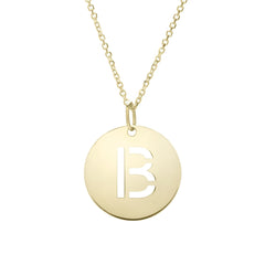 14k Yellow Gold Initial Letter Round Pendant Necklace, 18"