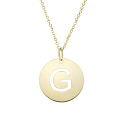 14k Yellow Gold Initial Letter Round Pendant Necklace, 18"