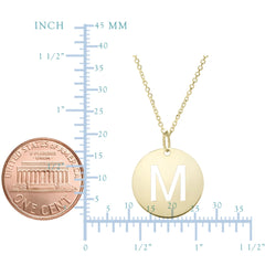 14k Yellow Gold Initial Letter Round Pendant Necklace, 18"