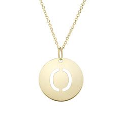 14k Yellow Gold Initial Letter Round Pendant Necklace, 18"