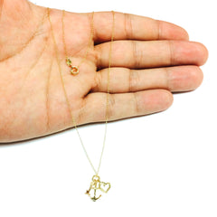 14k Yellow Gold Key Anchor And Heart Charms Necklace, 18"