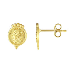 14k Yellow Gold Lady Head Stud Earrings - JewelryAffairs